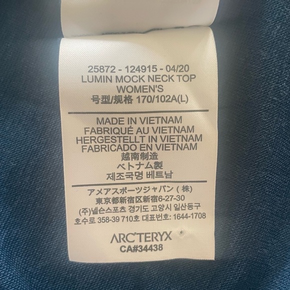 Arc'teryx Lumin Mock Neck Top Cosmic Blue Heather Size Large NWOT - Picture 7 of 9